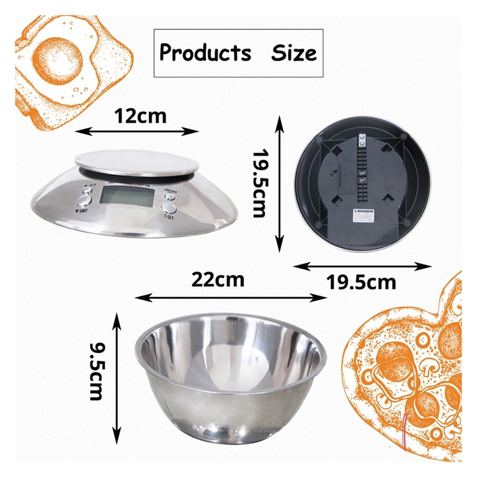 Balanzas Digitales Herramienta De Cocina LCD Balanza Peso Electrónica Acero Inoxidable Alimentos Precisión Con Tazón Medición Precisa Esfuerzo