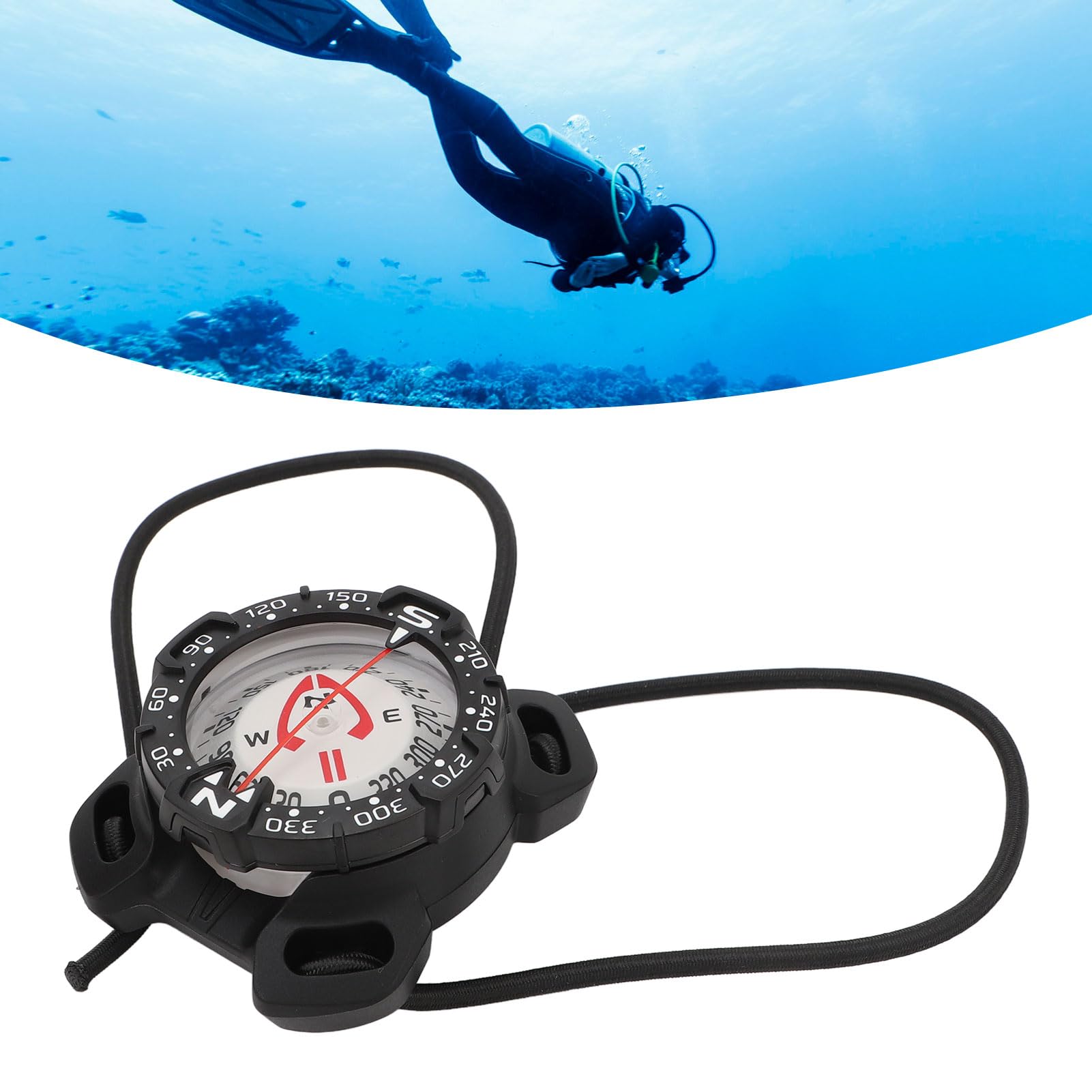 Focket Boussole de Plongée, Boussole de Plongée Lumineuse étanche à 70 M, de Navigation sous-Marine Professionnelle avec Dragonne pour la, la Randonnée, l'escalade, Le Cyclisme et la Survie
