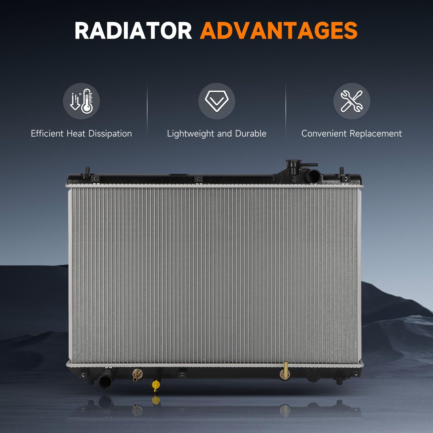 OCPTY 2271 Engine Coolant Radiator Compatible with 1999 2000 2001 2002 2003 for Lexus RX300 3.0L Replace# 2271,2272 Automotive Aluminum Core Radiator Assembly Car Radiators Auto Parts