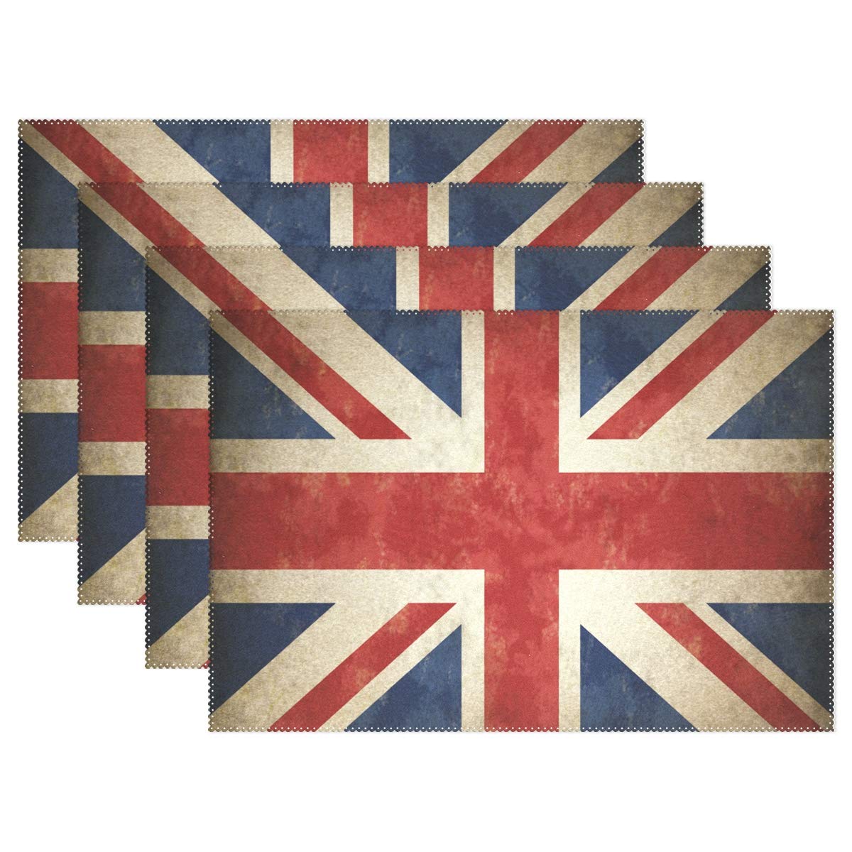 linomo Placemats, Vintage UK Flag Union Jack English England Table Place Mats Non-Slip Heat Resistant Washable Tablemats for Dining Table Kitchen Decor