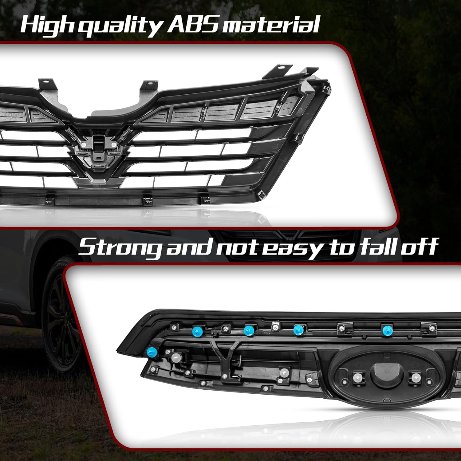 Front Bumper Grill Compatible with Subaru Forester STI Sport 2022 2023 2024 Upper Grille Gloss Black