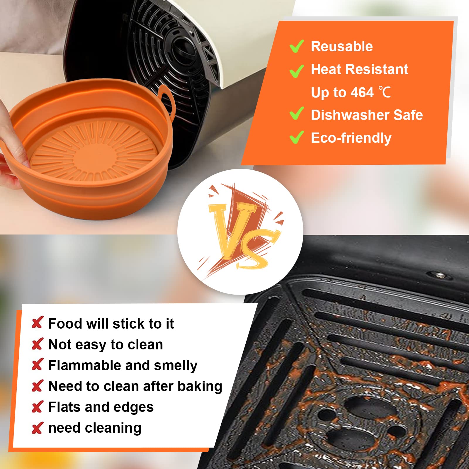 2 Pièces Pot Rectangulaire En Silicone Pliable Pour Friteuse à Air