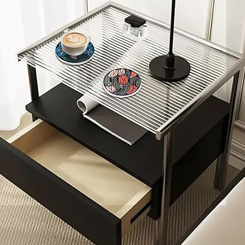 Miniatura 5 de Posavasos absorbentes de cerámica con parte trasera de corcho, hermosas flores artísticas, juego de 6 posavasos redondos antideslizantes para mesa