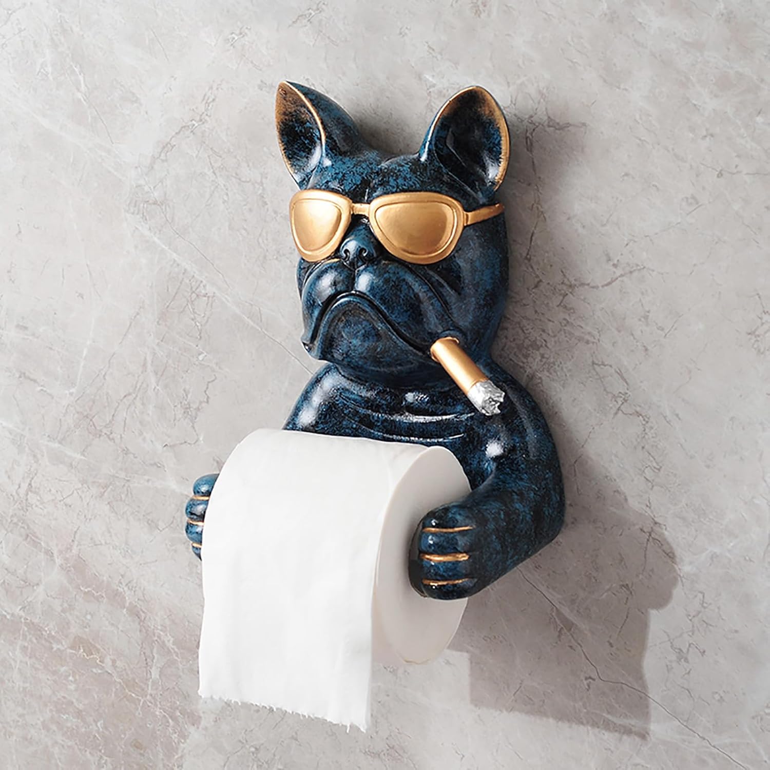 Toilet Paper Holder, No-Drill Toilet Paper Holder, Fun Bulldog Toilet Paper Holder, Decorative Toilet Paper Roll Holder, Bathroom Decor