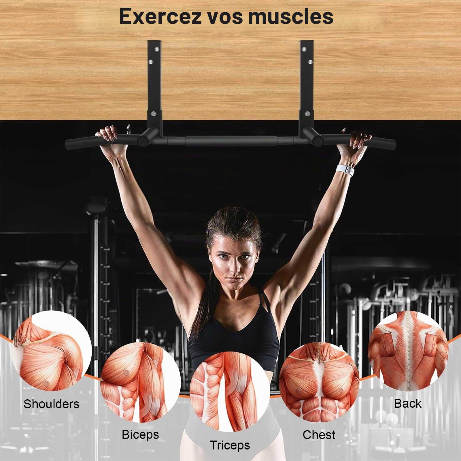 Barres de traction, montage mural, pour salle de gym à domicile, support d'entraînement multifonction en acier inoxydable