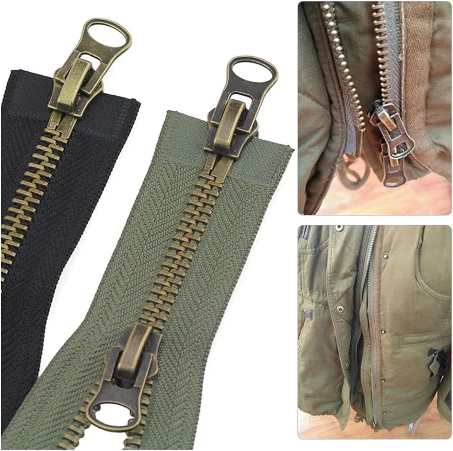 Cremalleras, 1 pieza Accesorios for prendas de vestir Cremallera metálica larga Doble deslizador Costura abierta(Color-02,90cm)