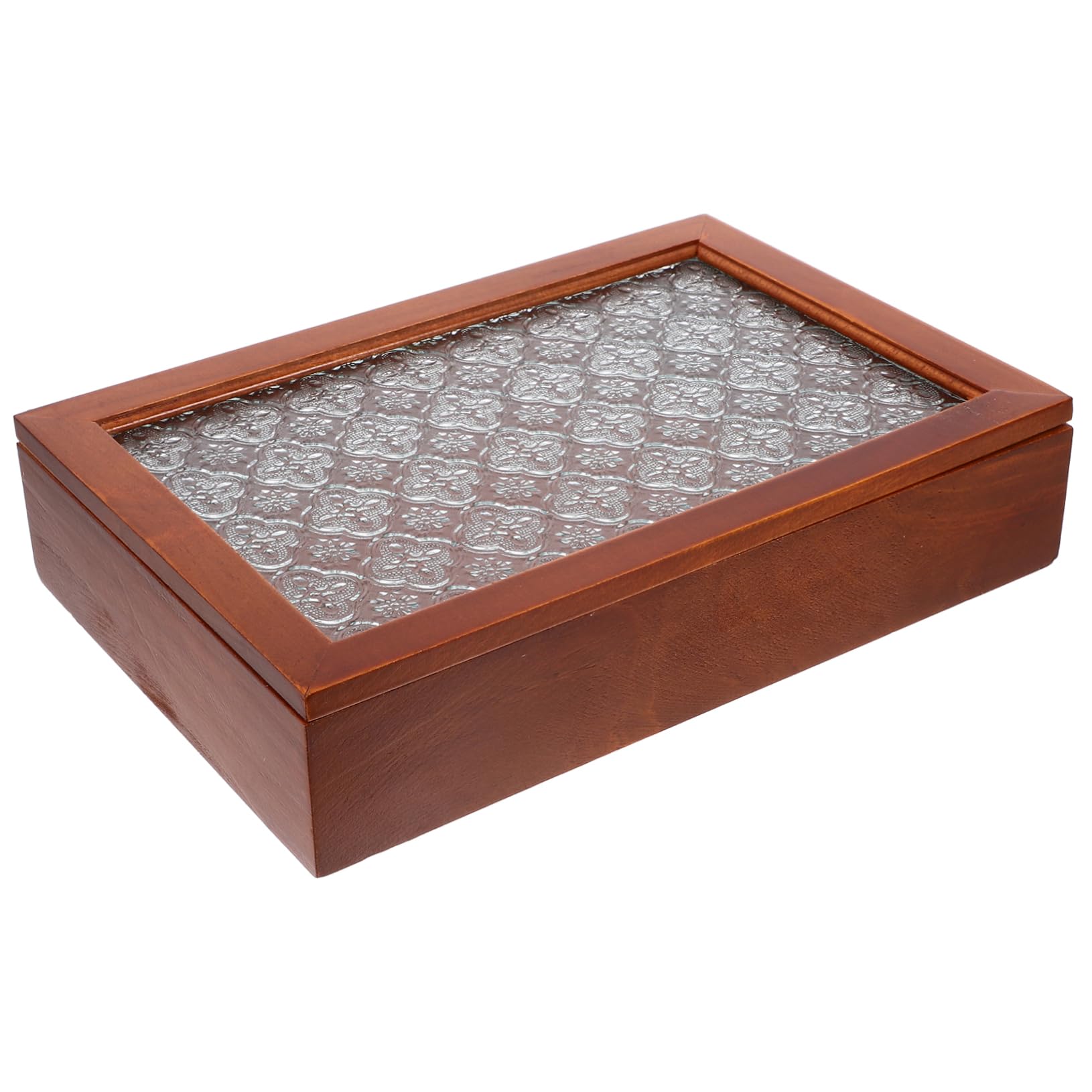 Holzkiste mit Glasdeckel, Braun, Vintage, mit Großem Schubladendesign