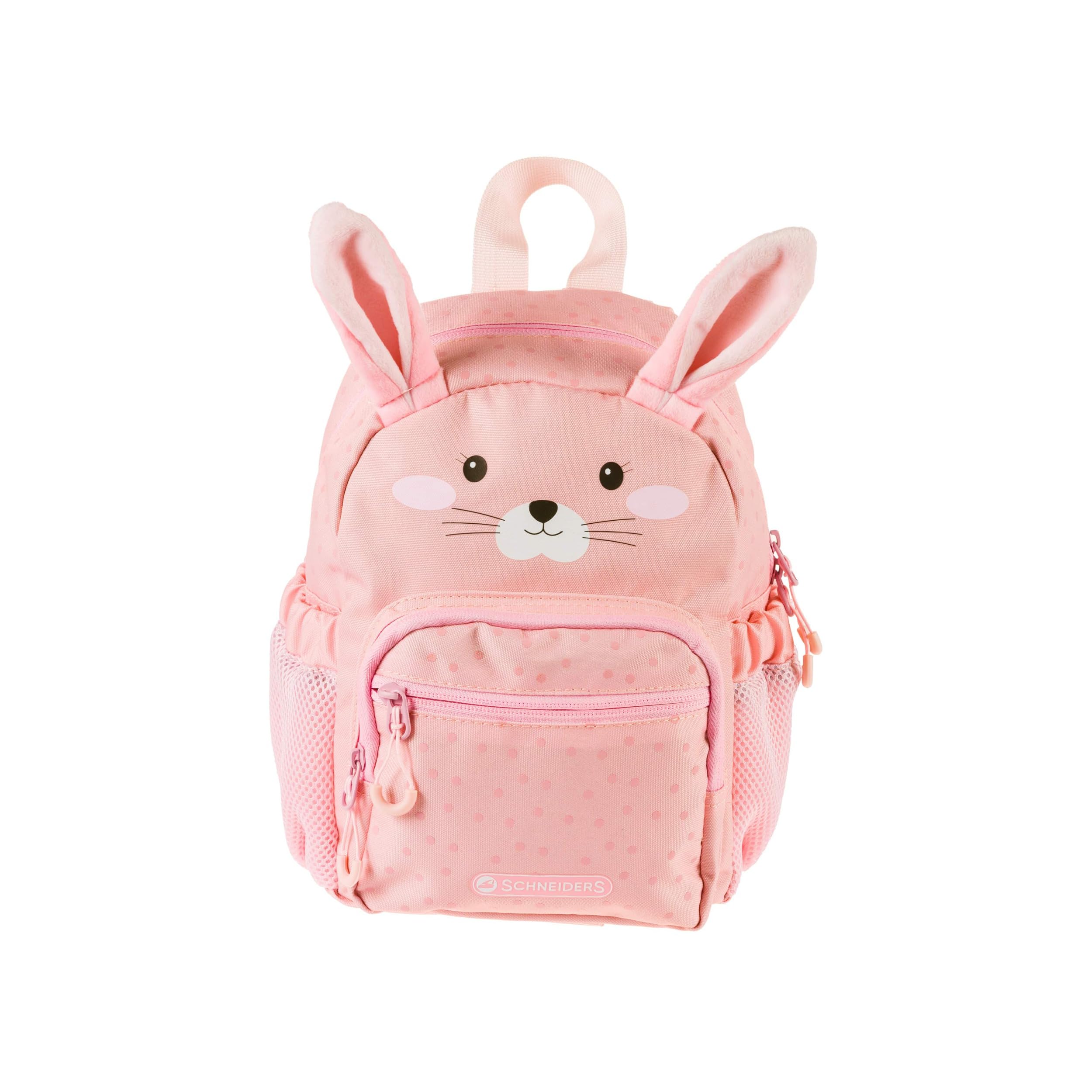Walker Schneiders 49454-052 - Zaino per bambini a forma di coniglio rosa con 2 tasche con cerniera, tasche laterali, imbottitura posteriore, impermeabile, per asilo, tempo libero e viaggio