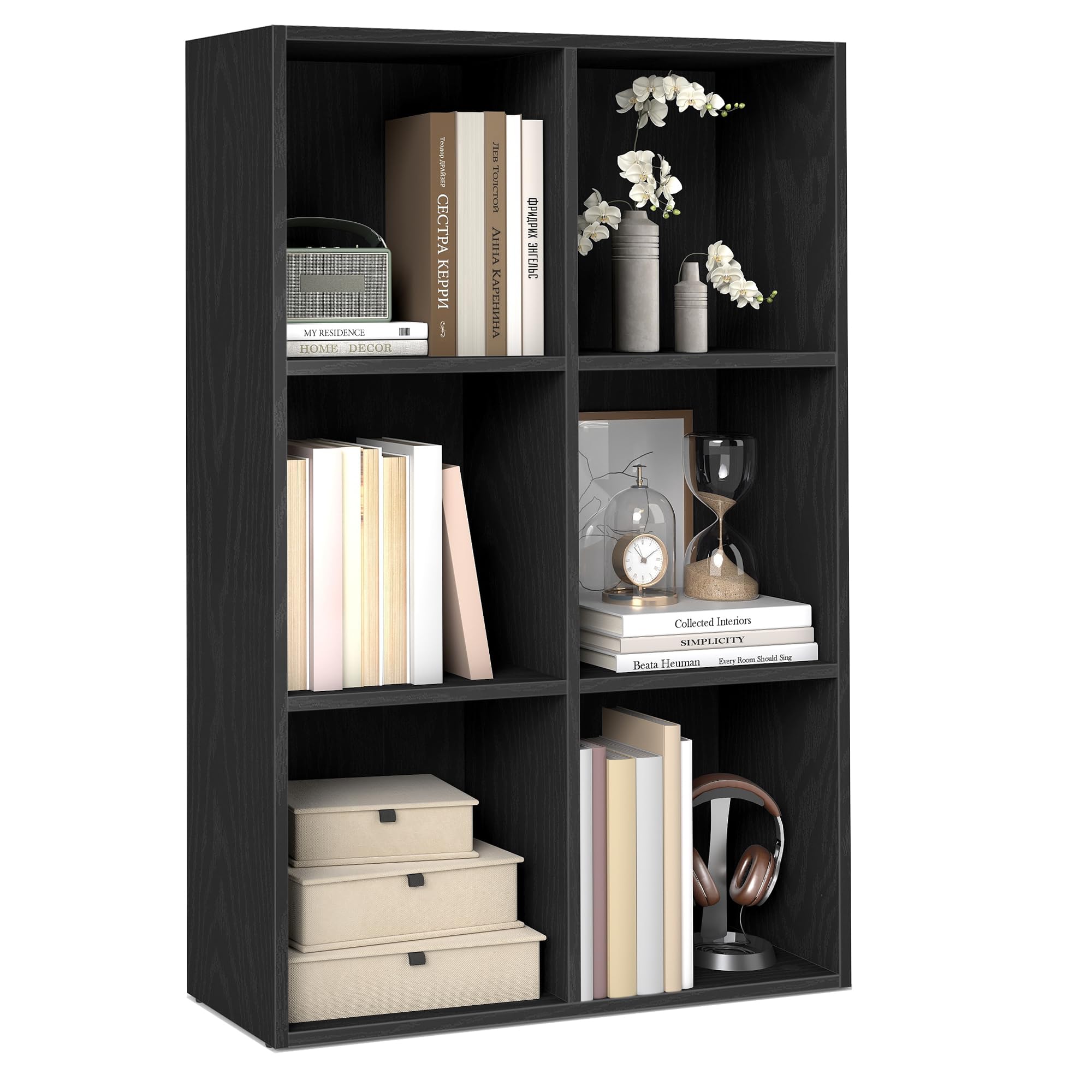 VASAGLE Custos Collection - Bookshelf, Bookcase, Cube Shelf with 6 Compartments, 9.4 x 25.8 x 38.6 Inches, Storage Shelf, for Living Room, Home Office