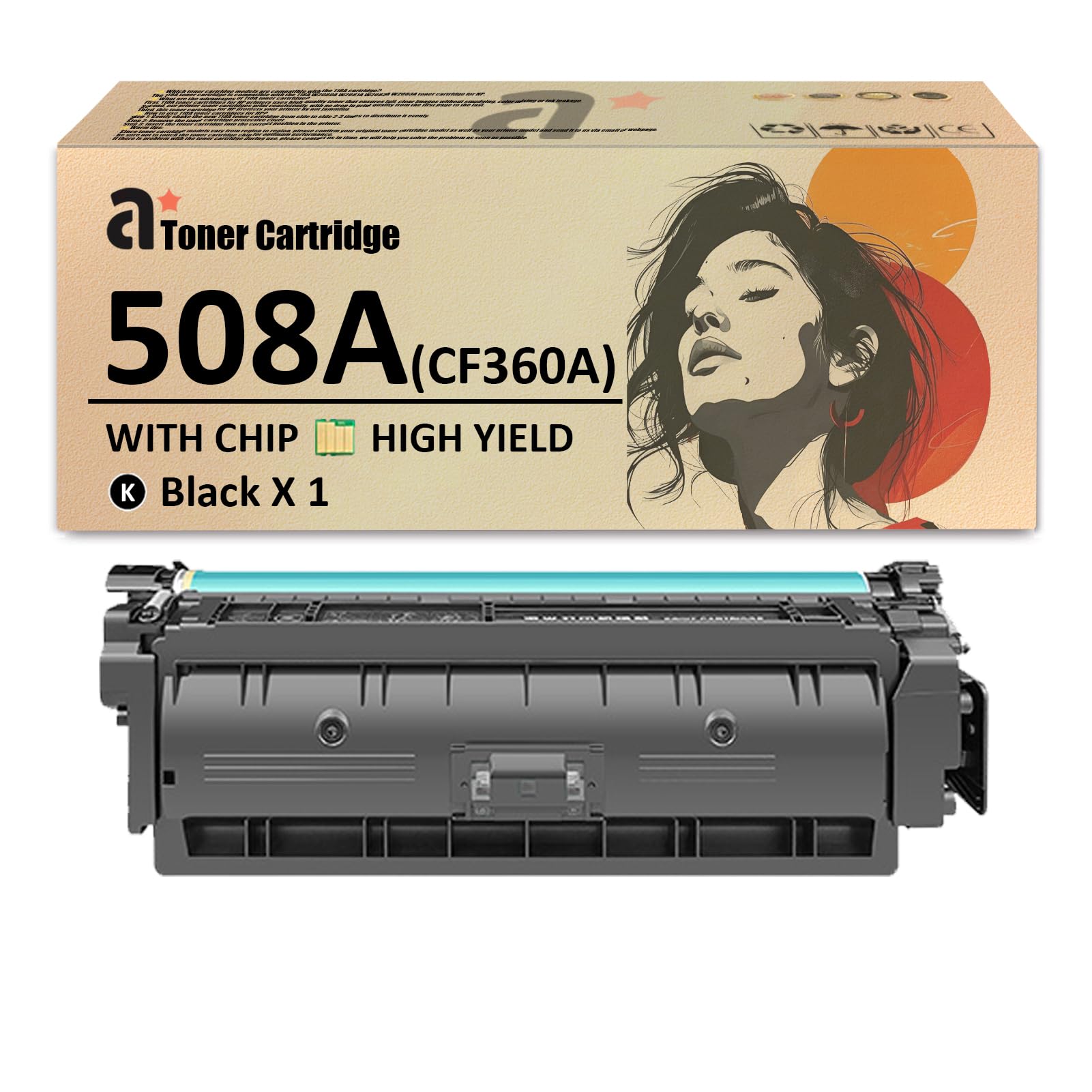 SDFASA 508A Toner Cartridges Compatible for HP LaserJet 508A CF360A Black Toner Cartridge Replacement Cartridge for HP Color LaserJet Enterprise M553n