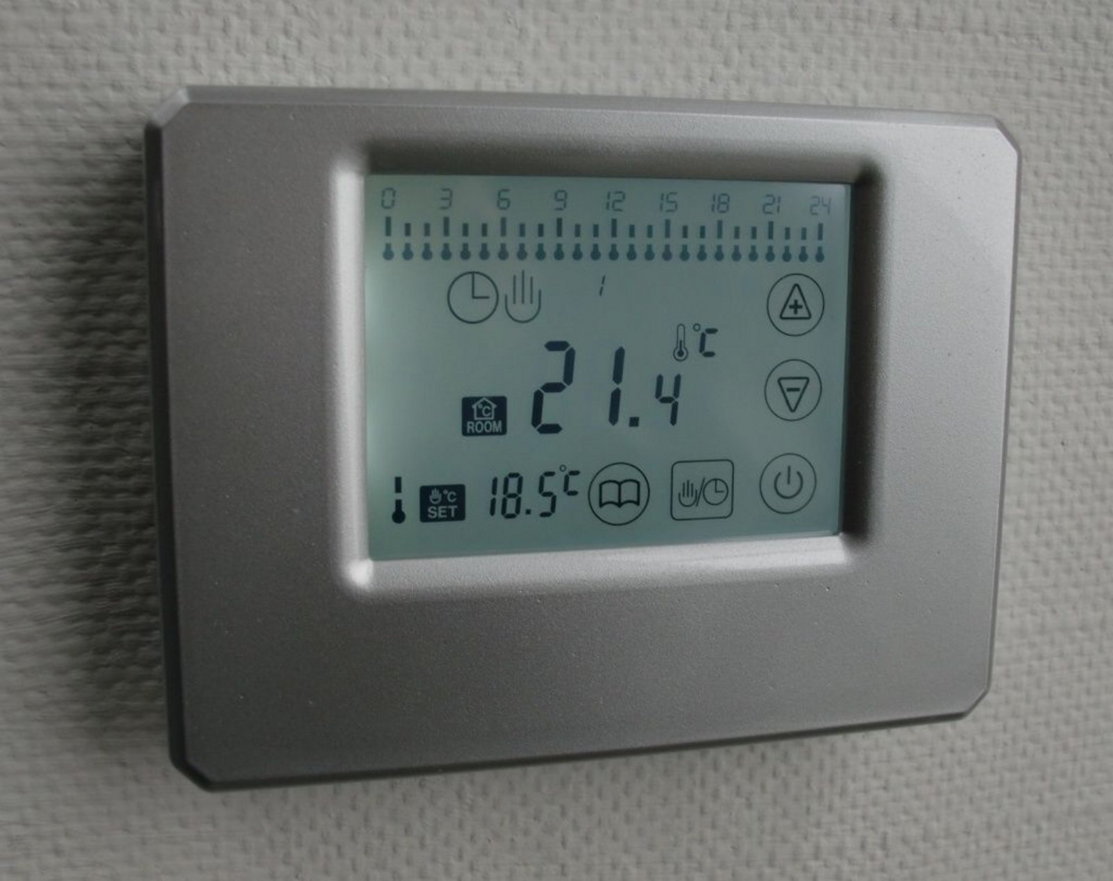 SM-PC®, Digital Funk Raumthermostat Thermostat programmierbar Touchscreen Silber #842