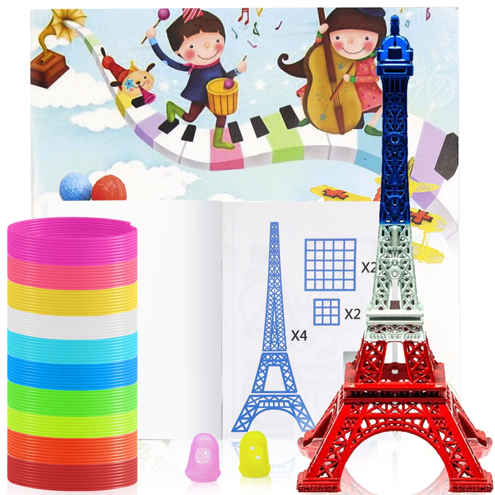 CHRI 3d Pen Accesorios Plantillas para Niños, 40 Patrones 3d Pen Plantillas y 50M 3D Lápices Filamento 1.75mm Filamento PLA 10 Colores 3D Lápiz Accesorios Cada Color 5 Metros