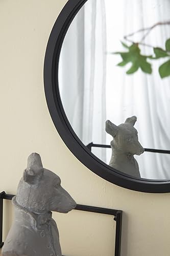 Miniatura 5 de Espejo de pared circular de 20 x 20 pulgadas con marco de madera y acabado negro, espejo de pared para sala de estar, comedor, vestíbulo, baño,