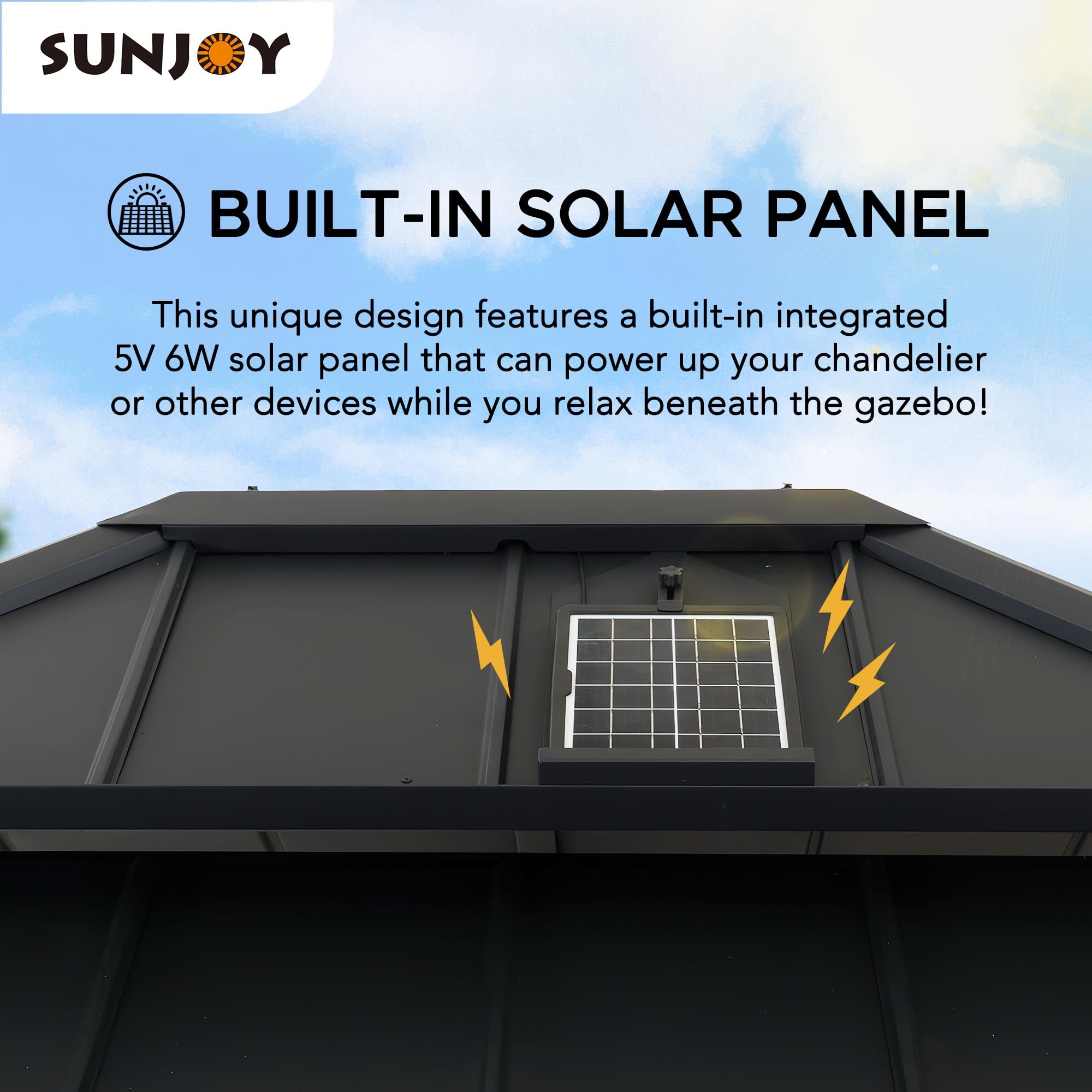 Amazon.com : Sunjoy 10 ft. x 12 ft. Hardtop Gazebo, Outdoor Patio Aluminum  Frame Gazebo with Solar Panel, 2-Tier Steel Hardtop Backyard Gazebo with  Netting and Ceiling Hook by SummerCove : Patio,