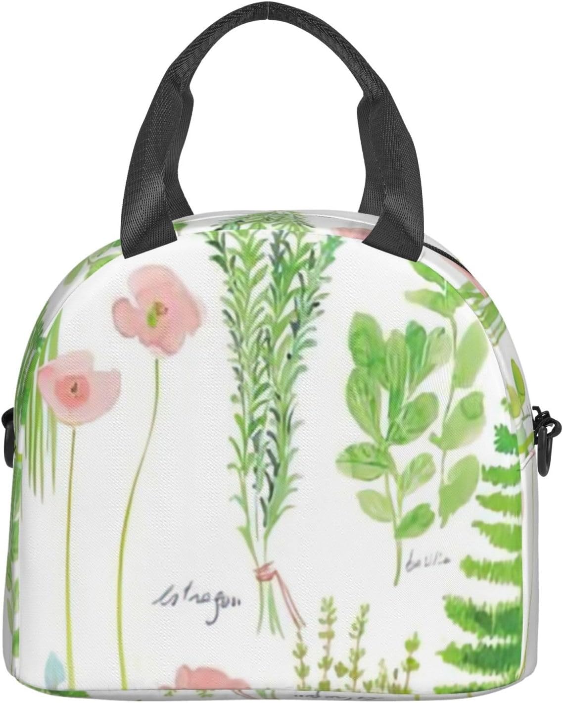 Springtime Herb Garden Print Reusable Lunch Bag Insulated Lunch Boxes for Office Work Picnic Tote Bag Adjustable