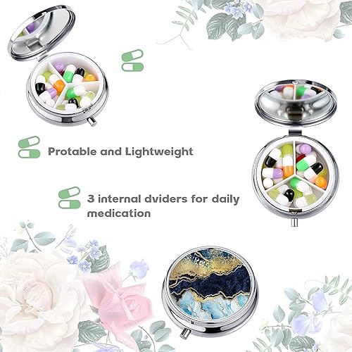 Miniatura 5 de Pastillero redondo, 3 compartimentos, mini monedero decorativo de bolsillo, portátil, para medicina, soporte para vitaminas, organizador de