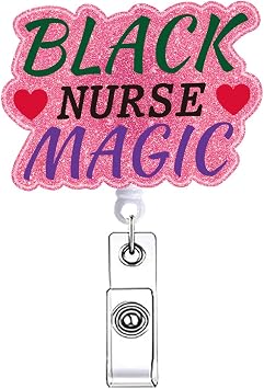 Funny Black Nurse Magic Badge Reel Retractable for Nurse Nursing Healthcare RN CNA Badge Holder LPN Medical Badge Clip ID Card Accessories for Work