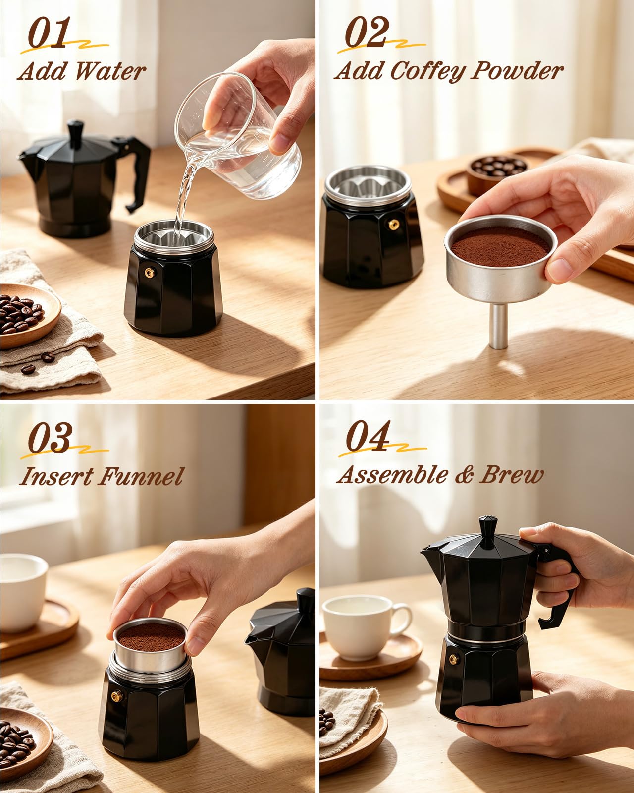 Aigostar Cafetera Italiana 6 Tazas Inducción Personalizable