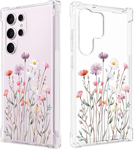 Miniatura 10 de GREATRULY Funda transparente floral para Galaxy S23 Ultra 5G para mujeres y niñas, bonita funda de teléfono para Samsung Galaxy S23 Ultra, diseño de