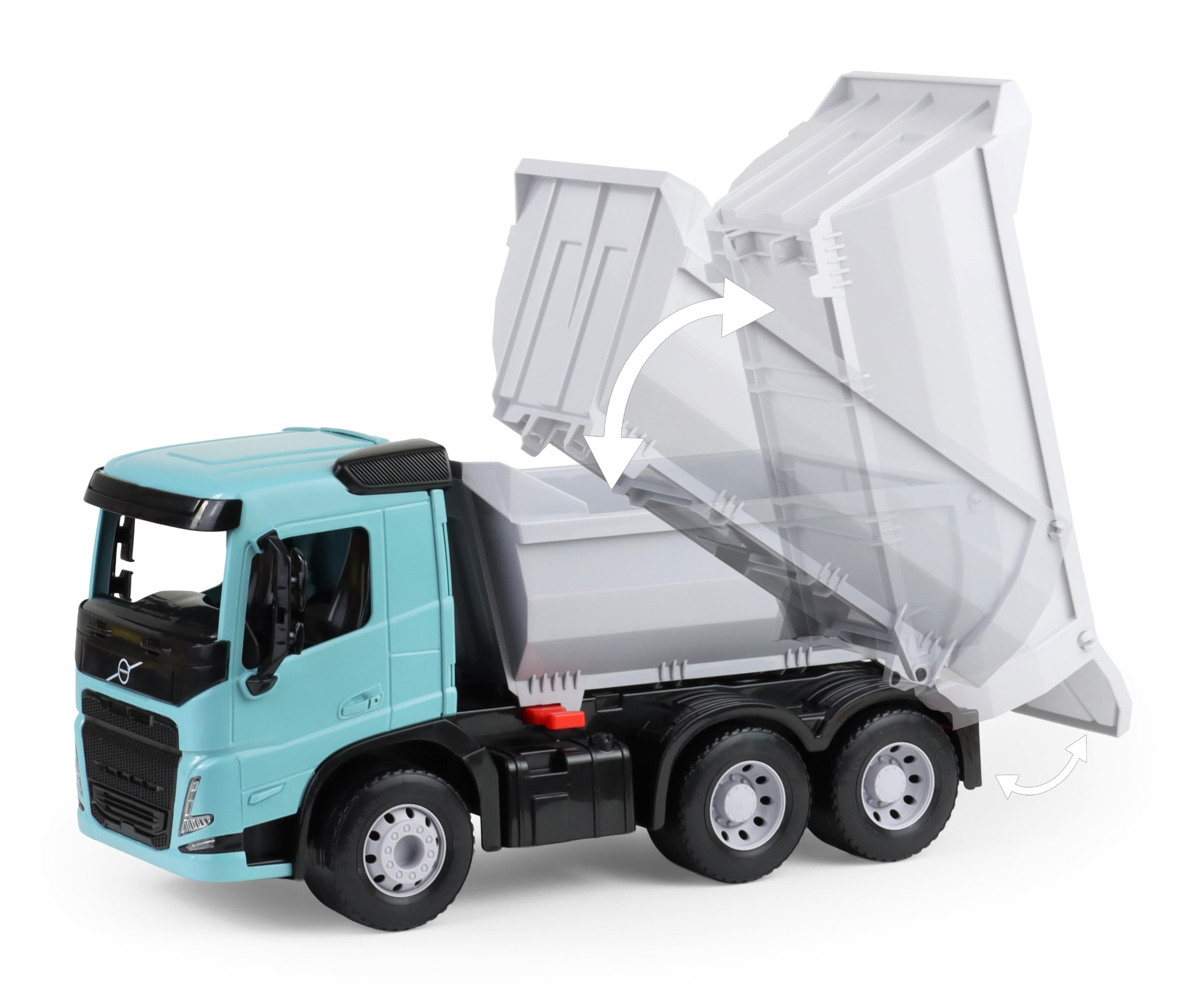 LENA - WORXX Camion ribaltabile Volvo FMX – Camion giocattolo da 45 cm con cassone ribaltabile bloccabile, 3 assi in acciaio, certificato TÜV, dai 3 anni, per interno ed esterno, Made in Europe