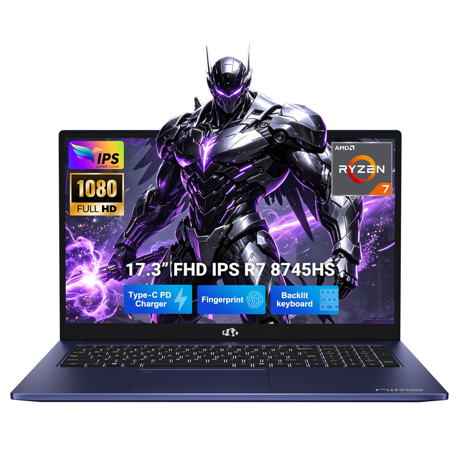 NIMO 17.3" Gaming-Laptop, AMD Ryzen 7 8745HS 32GB RAM 1TB SSD Radeon 780M, (Up to 4.9GHz Beat R9 7940HS) USB 4.0 FHD PC for AI Multitasking & Remote Video Creators Streaming 2-Yr Warranty