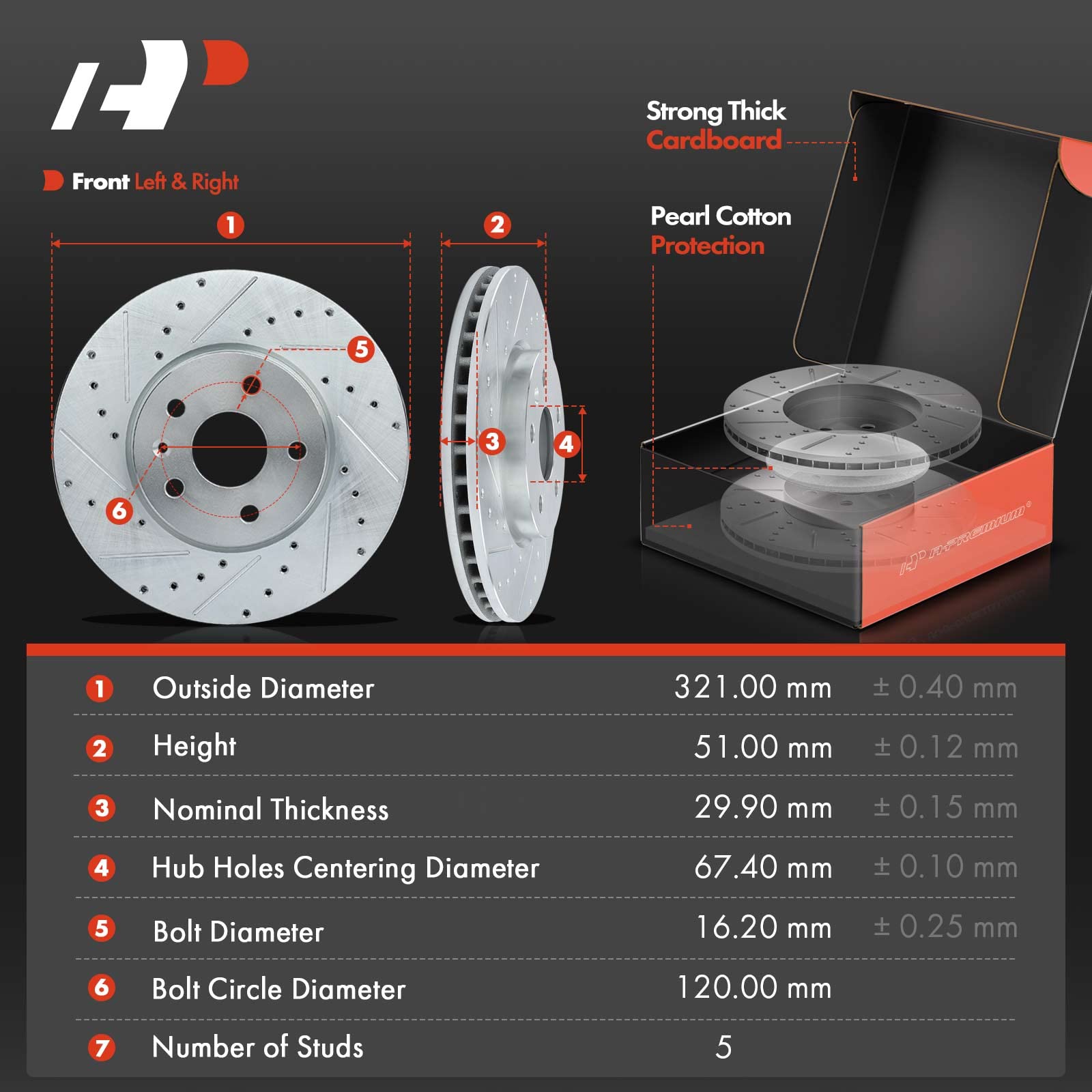 POWERSTOP KOE5334 Front Brake Kit - OE Rotors & Ceramic Pads For Buick, Chevy, GMC, Saab. Easy Bolt-On Upgrade!