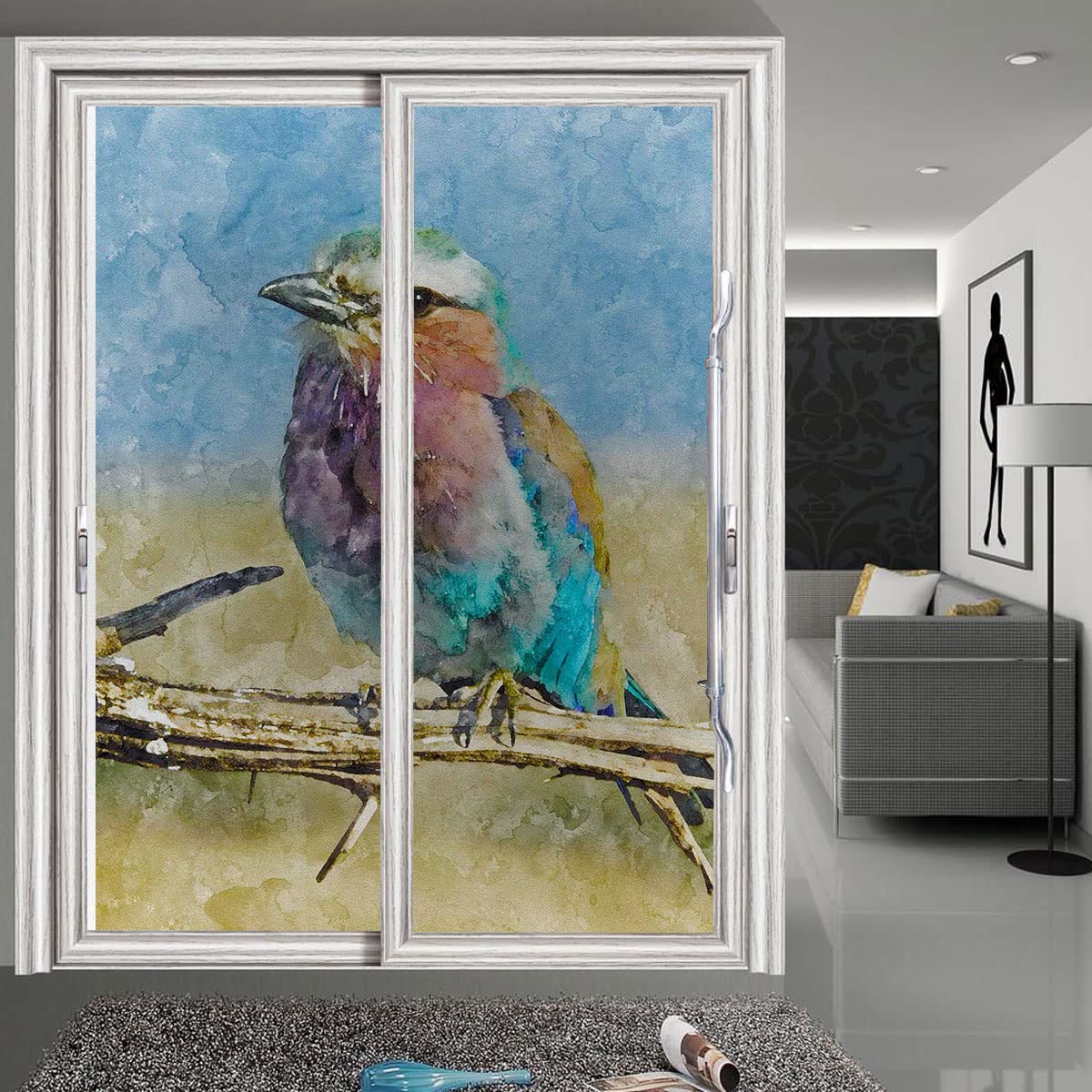 Amazon｜窓用ステンドグラスフィルム 水彩画 Paintingart プライバシー