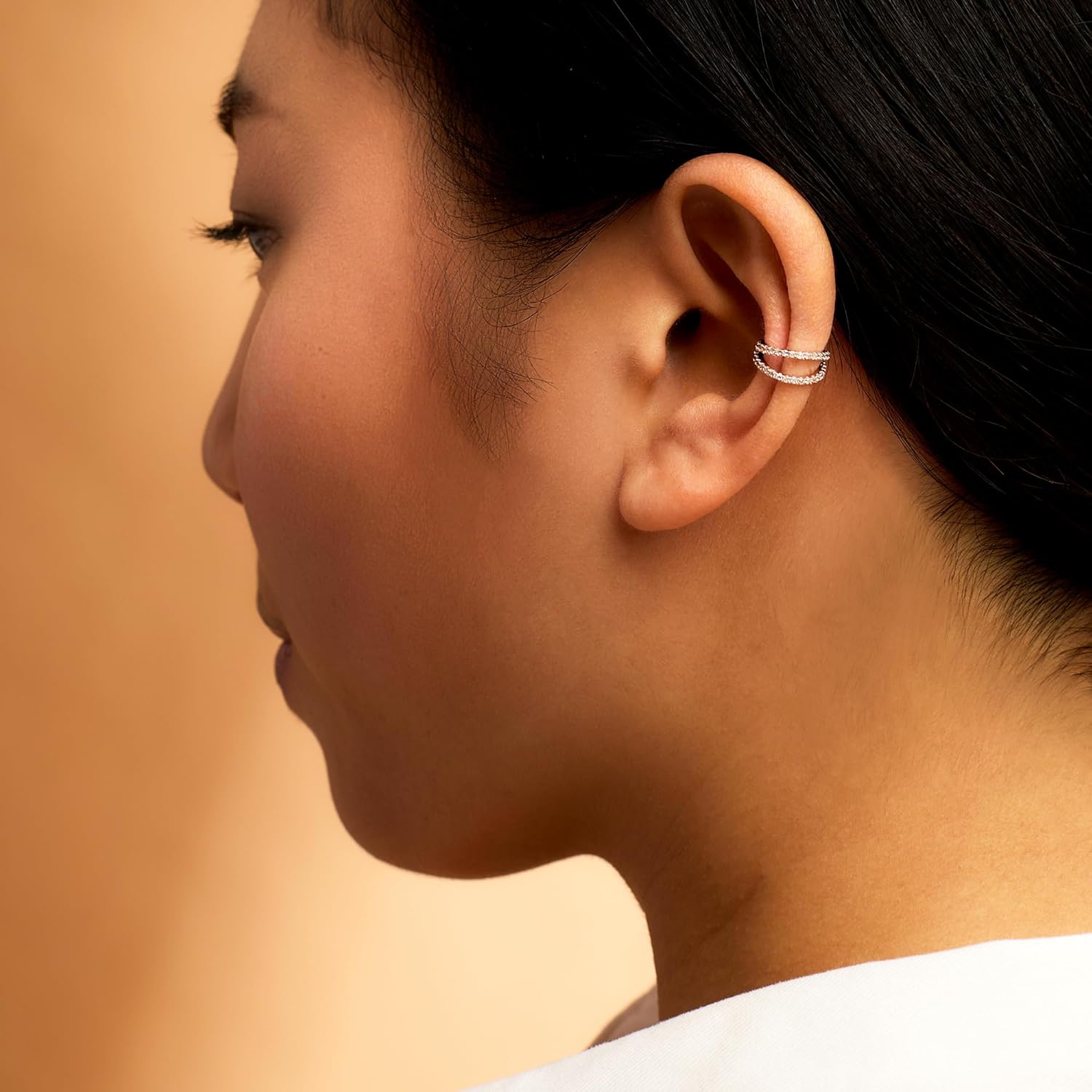 Pure Collection by Ross-Simons 0.20 ct. t.w. Diamond 2-Row Single Ear Cuff in Sterling Silver