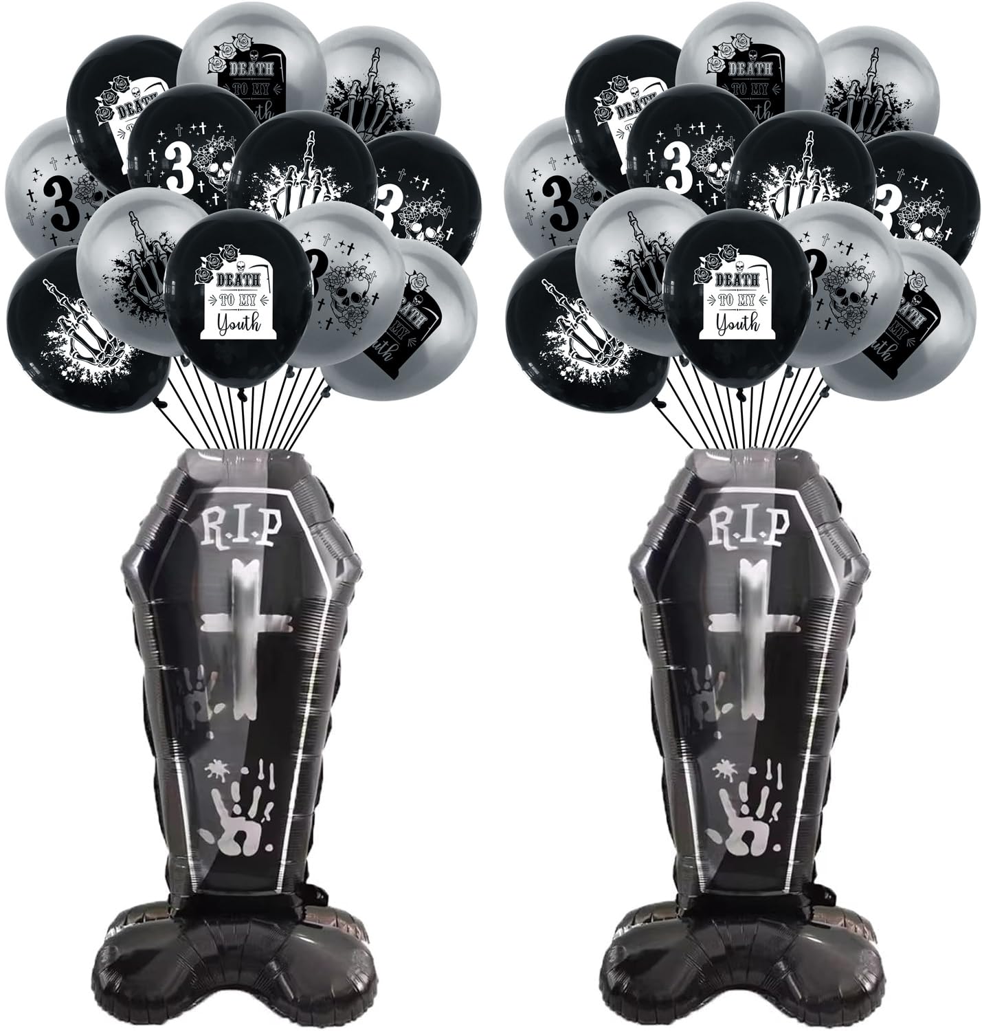 Generic 26 Pcs Black Rip to My 20s 30s Balloons, Death to My 20s 30s Decoration, Funeral-themed Balloons for Adults Turning 30, 30th Birthday Party