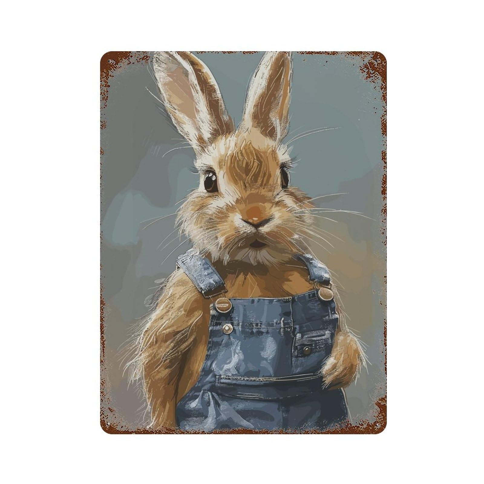 Rust Effect Hare Fashion Vintage Rust Metal Sign 15.7"x11.8", Farmhouse Wall Decor for Farmhouse, Kitchen And Entryway Decor