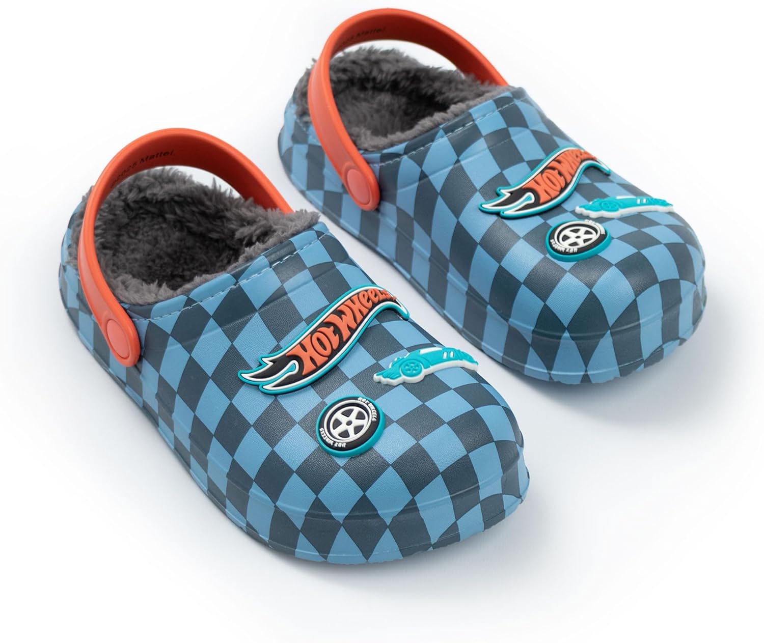 Hot Wheels Boys Blue Checkerboard Clogs | Soft Plush Lining for Indoor & Outdoor Wear | Easy Pull-On Design