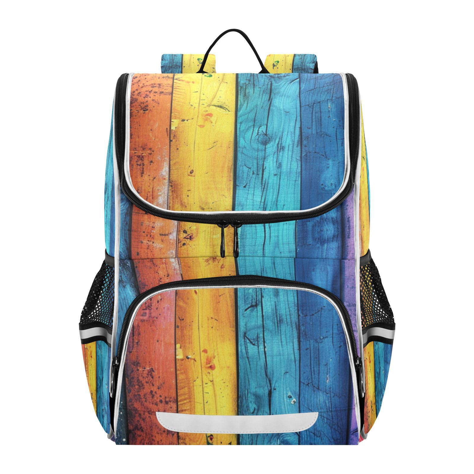 Mochila infantil de madera arco iris escolar para niños y niñas 8