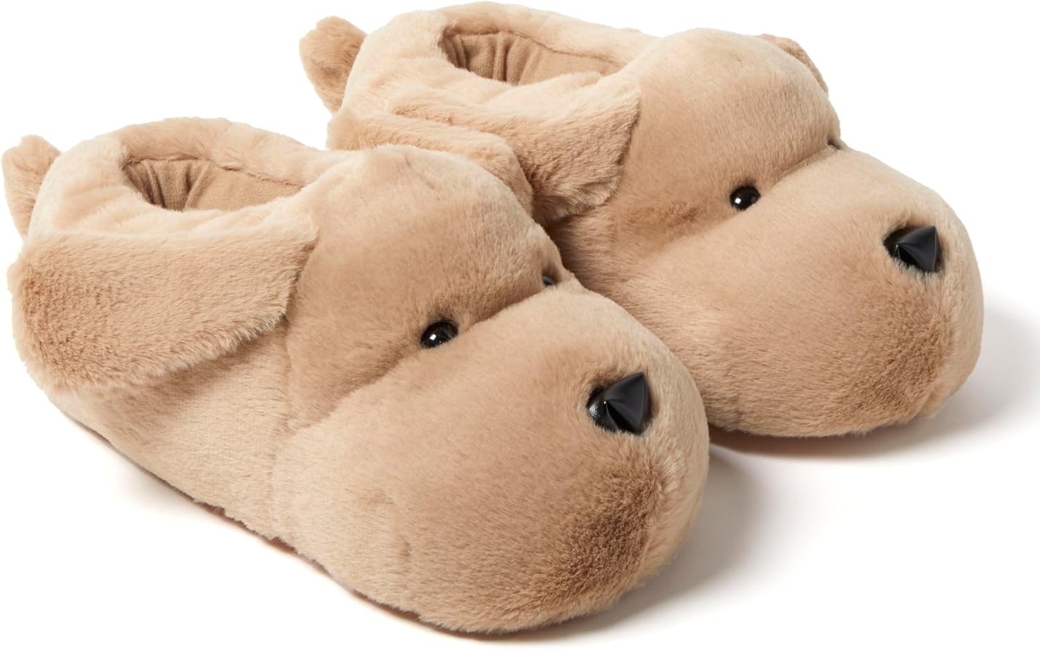 Dearfoams Women's CozyFoams Plush Animal Slippers – Fuzzy Character House Shoes Memory Foam Comfort, Brown Dog, Medium - Image 1 of 6