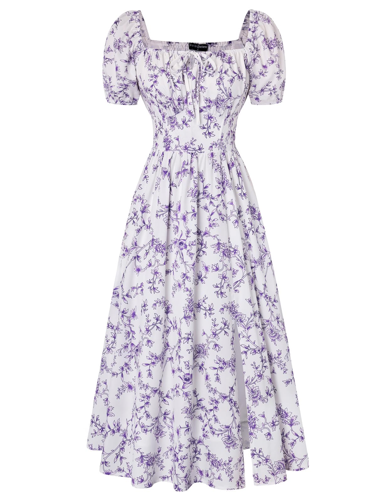 Scarlet Darkness Summer Spring Split Floral Corset Midi Dress with Pockets