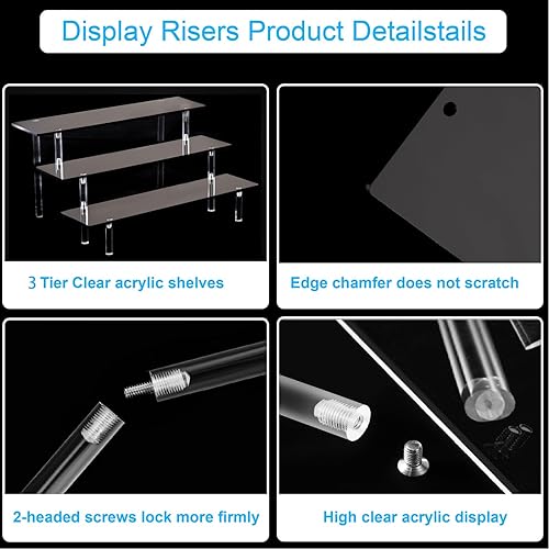 Miniatura 4 de Soporte organizador de perfumes de 3 niveles, soportes de exhibición de acrílico negro, estante de colonia para exhibición de postres para fiestas,