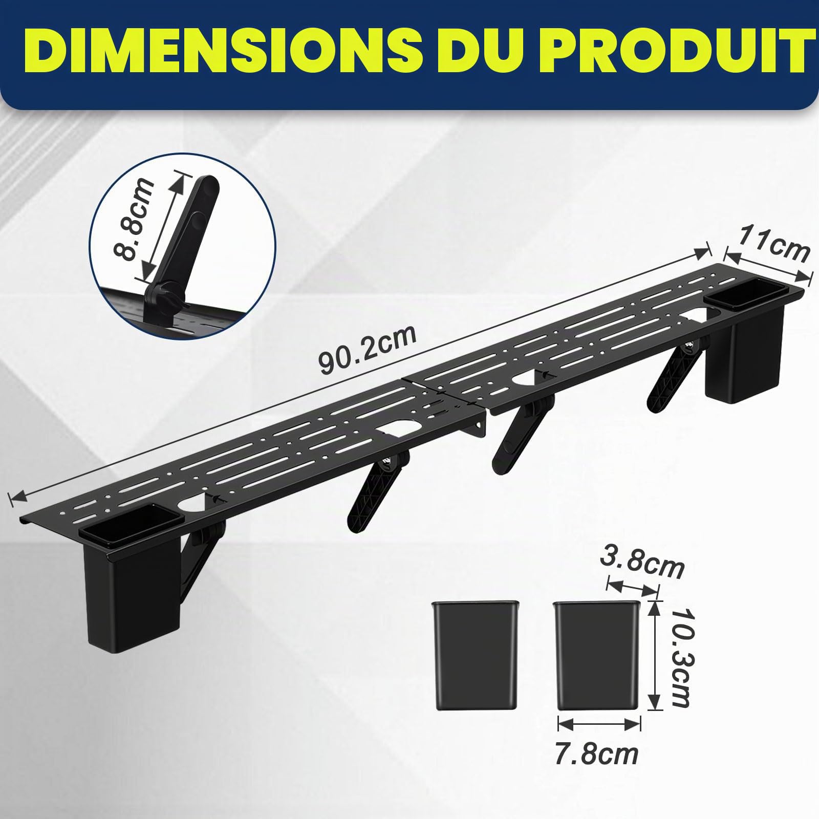 Étagère Supérieure de Télévision Pliable pour Moniteur, Rack de Stockage pour Câbles, Consoles de Jeux, Noir