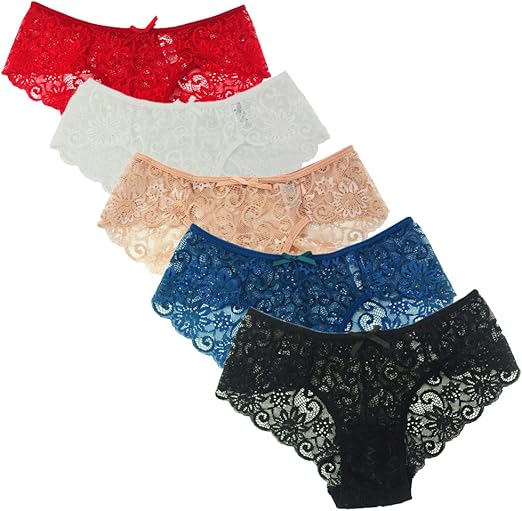 Rokery Women's Sexy Lace Hipster Underwear Panties for Women (Pack of 5