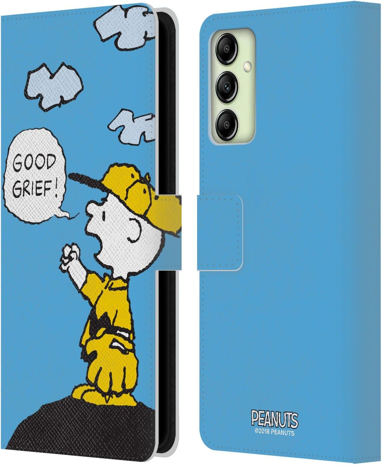 Head Case Designs Officially Licensed Peanuts Good Grief Charlie Brown Leather Wallet Case Compatible with Samsung Galaxy A14 5G