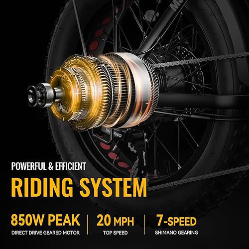 Miniatura 2 de Heybike Mars - Bicicleta eléctrica plegable de 20 x 40 pulgadas con motor de 500 W batería extraíble de 48 V 125 Ah y amortiguador doble para adultos