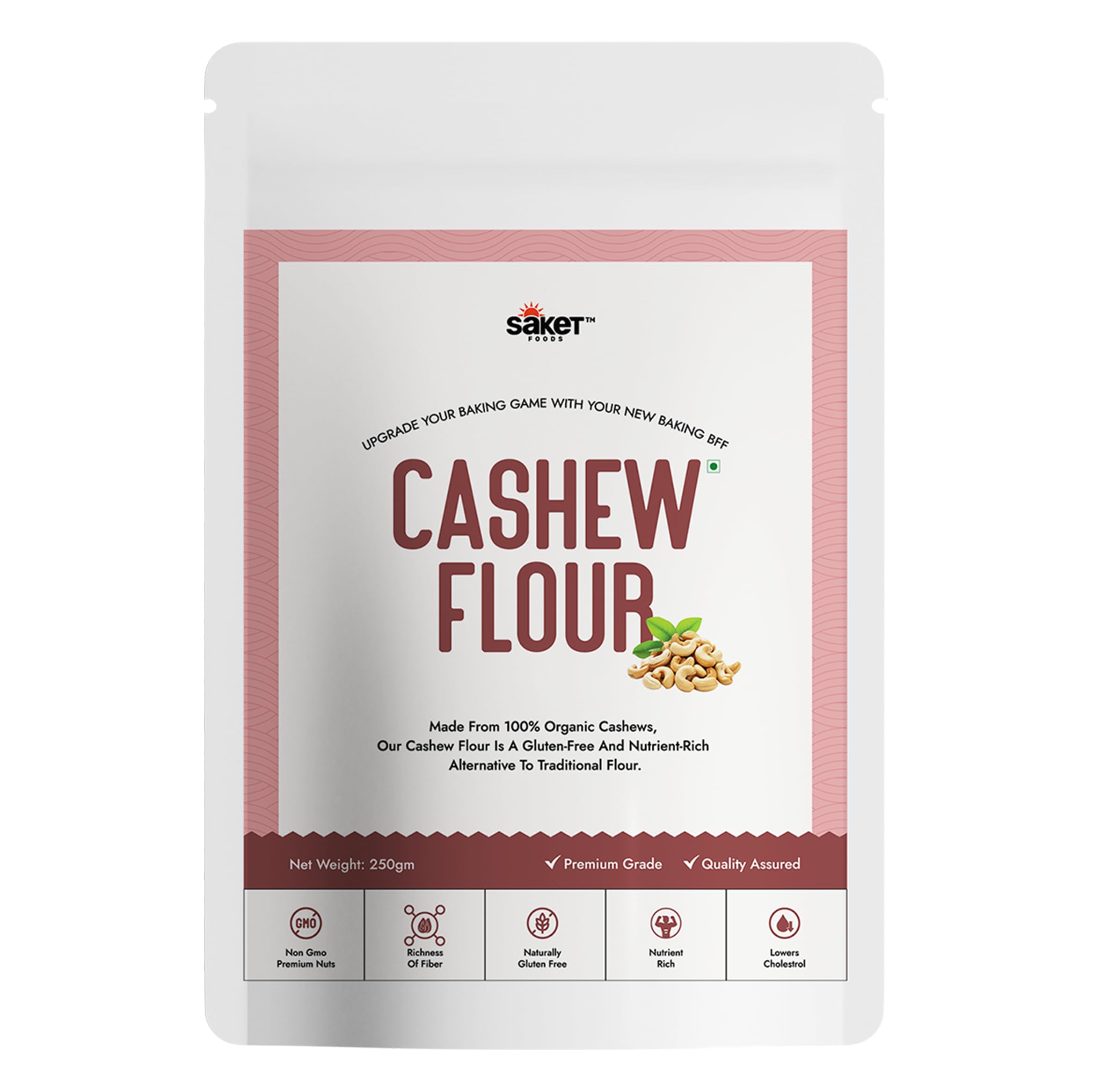 Saket Foods Cashew Flour| Pure and Organic Cashew Flour| Gluten Free|Nutrient Rich| Cashew Powder/Kaju Powder Ideal for Making- Kheer, Ice-cram, Macrons, Cakes, Puddings| 250 Gram-image-27