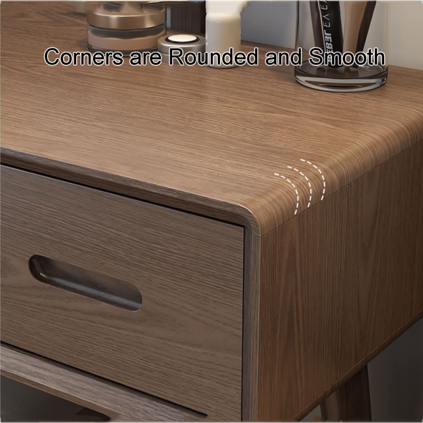 Amazon｜木製化粧台デスクセット, 高さ調節可能なミラー付き