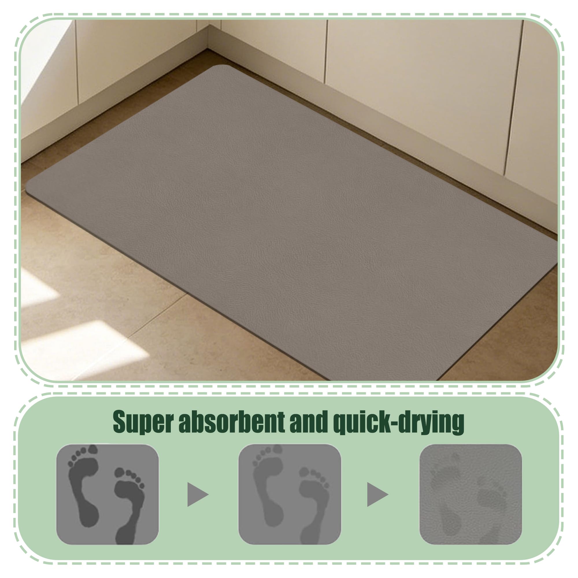 JIAFANG Alfombra Diatomita Baño 105 x 118 cm Super Absorbente Alfombrilla de Ducha Antideslizante Higiénico y Funcional para Bañera, Ducha, Cuarto de Baño y Cocina, marrón