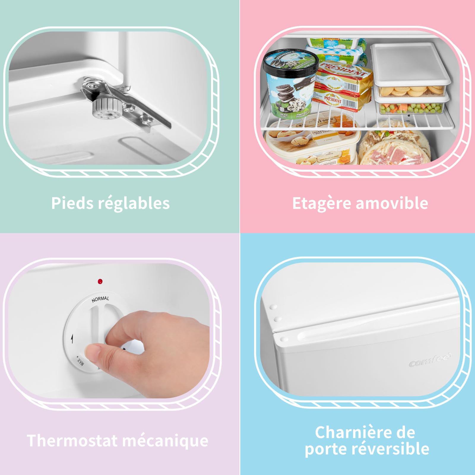 COMFEE' RCU40WH2(E) 31L Mini Congélateur, Porte Réversible, 4 Étoiles, Silencieux, pratique dans le Bureau, l'Hôtel et la Maison, Blanc - 5