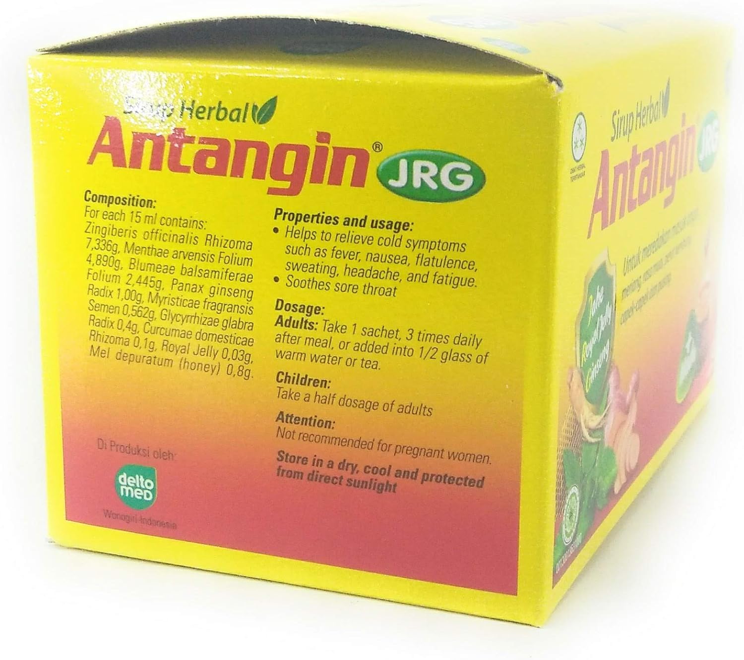 Antangin JRG – Traditionelles Getränk mit Ingwer und Gelée Royale – 12 trinkfertige Beutel – Indonesisches Rezept mit natürlichen Pflanzenstoffen
