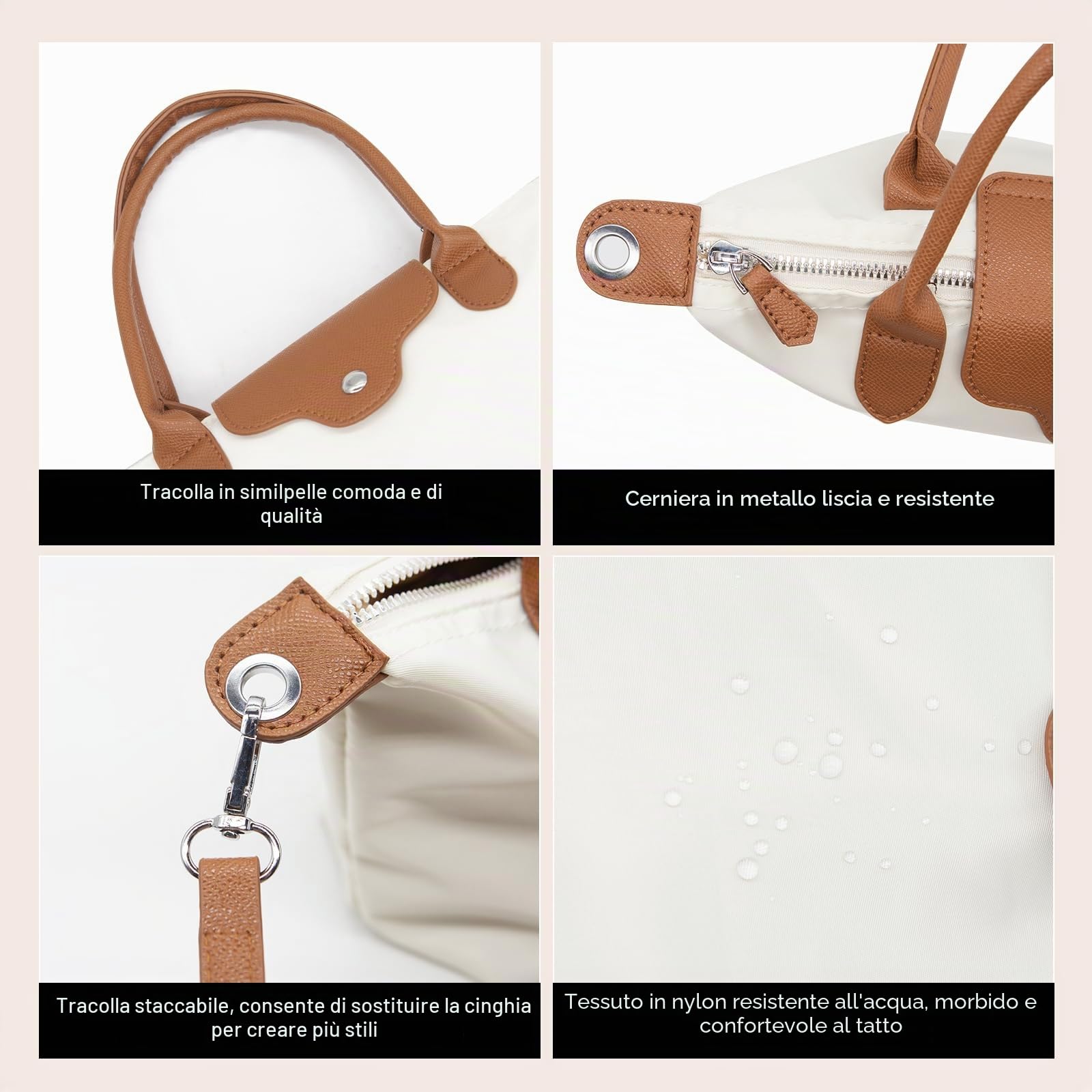 Long Keeper Borsa a Spalla Donna Tote Bag Piccola Nylon Borsa a Mano Tracolla Viaggio Moda Borsetta Morbida Tracolla Porta Cellulare per Donna Adolescente
