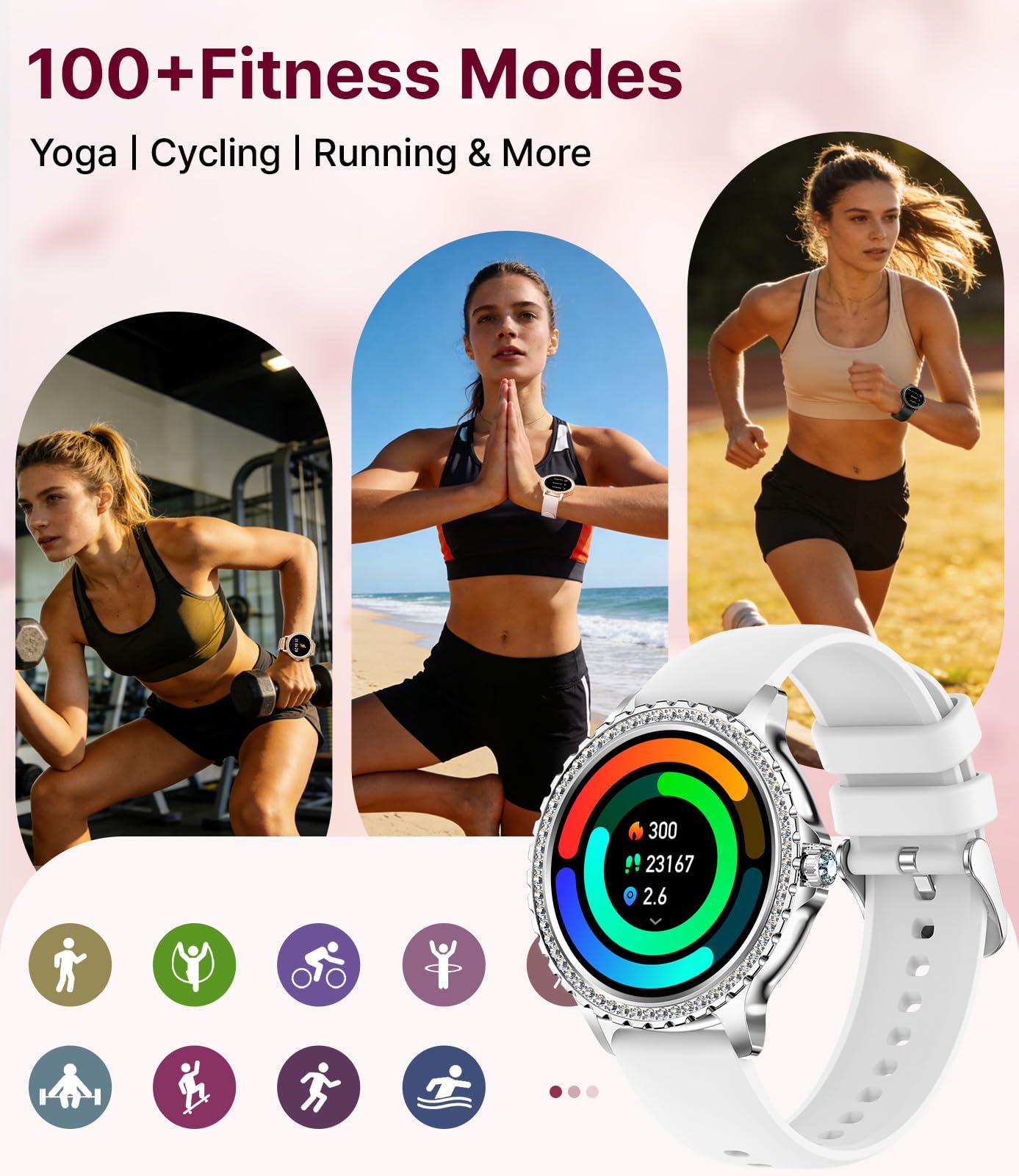 LIGE Smartwatch voor dames, rond, 1,43 inch AMOLED ultradun Smart Watch met telefoonfunctie, 100 sportmodi/menstruatiecyclus/slaap/IP68 waterdicht, fitnesstracker voor iOS en Android LIGE Smartwatch voor dames, rond, 1,43 inch AMOLED ultradun Smart Watch met telefoonfunctie, 100 sportmodi/menstruatiecyclus/slaap/IP68 waterdicht, fitnesstracker voor iOS en Android