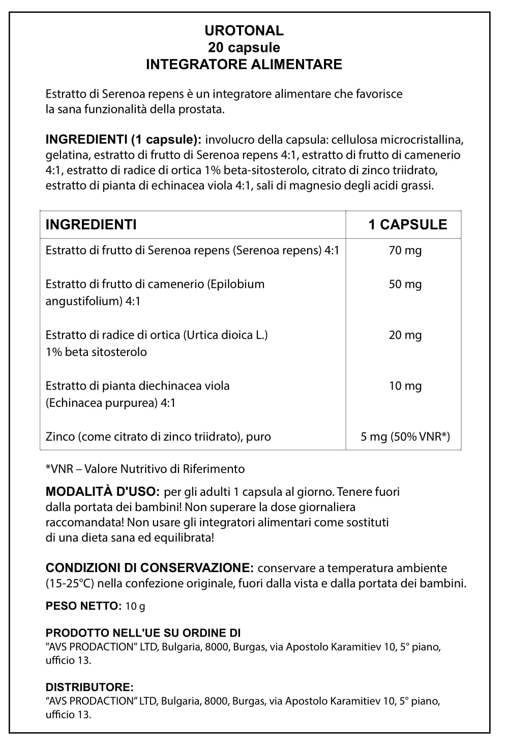 Integratore Naturale Uomo con Serenoa, Ortica e Zinco – Supporto per Prostata e Vie Urinarie