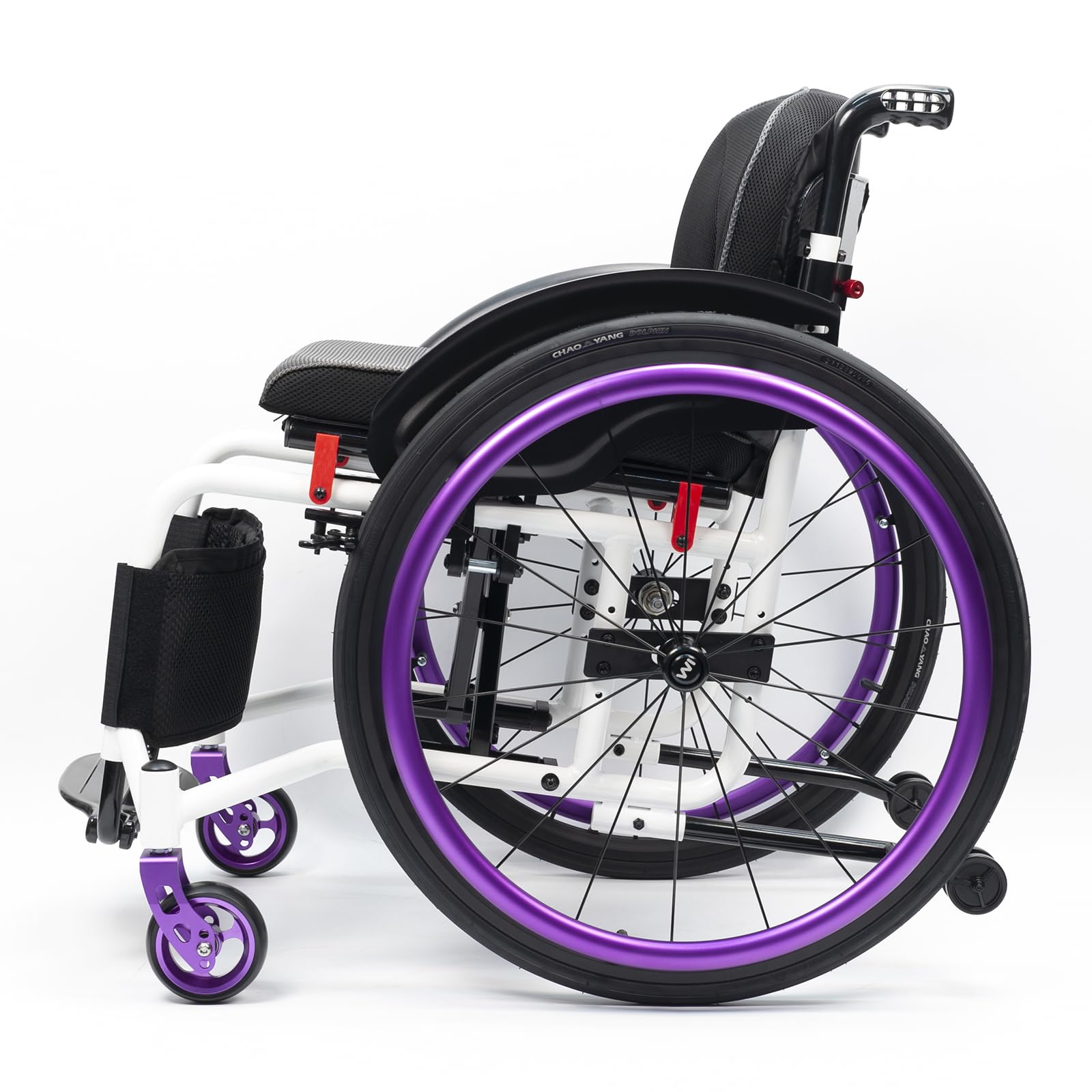 Rotelle Pieghevole, Sedia a Rotelle Leggera Sportiva, Sedia a rotelle Manuale semovente,Sedia a rotelle in Lega di Alluminio,Ruote Estraibili con Un Solo Pulsante(Seat Width 40cm/15.7in,B)
