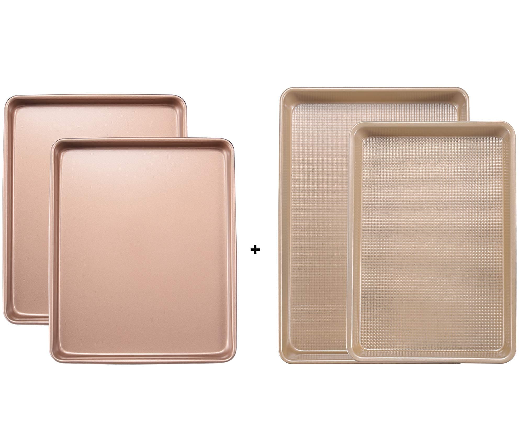 JOHO BAKINGSheet Pans Cookie Sheet,Nonstick Bakeware Cookie Pan Set,Professional Baking Sheet for oven,13inch,15in,Gold
