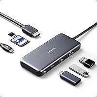 Vista 1 de Anker Hub USB C (7 en 1), con HDMI 4K, suministro de energía de 85 W, USB-C y 2 puertos de datos USB-A de 5 Gbps, lector de tarjetas microSD y SD